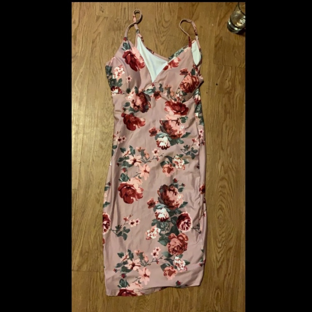 Pink Floral Tight Dress